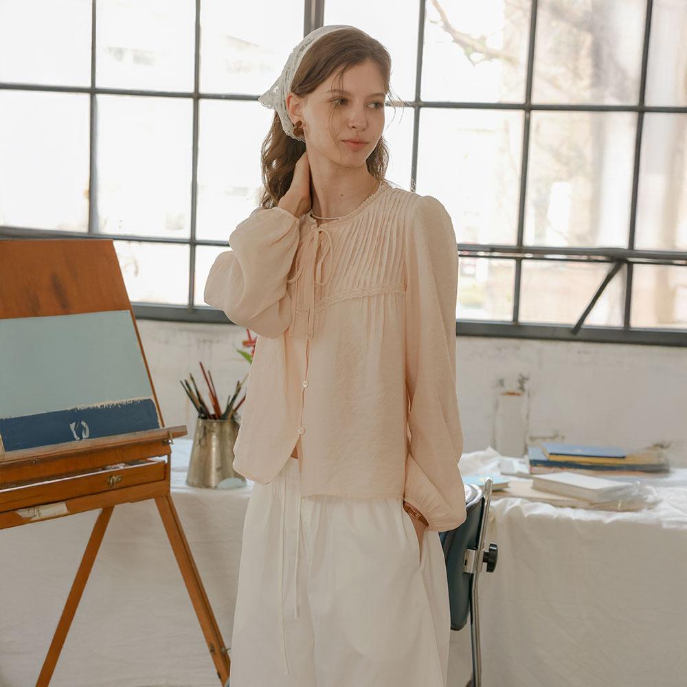 Peulaudeumali Pm_Peach Feminine Ribbon Shirt_Pink