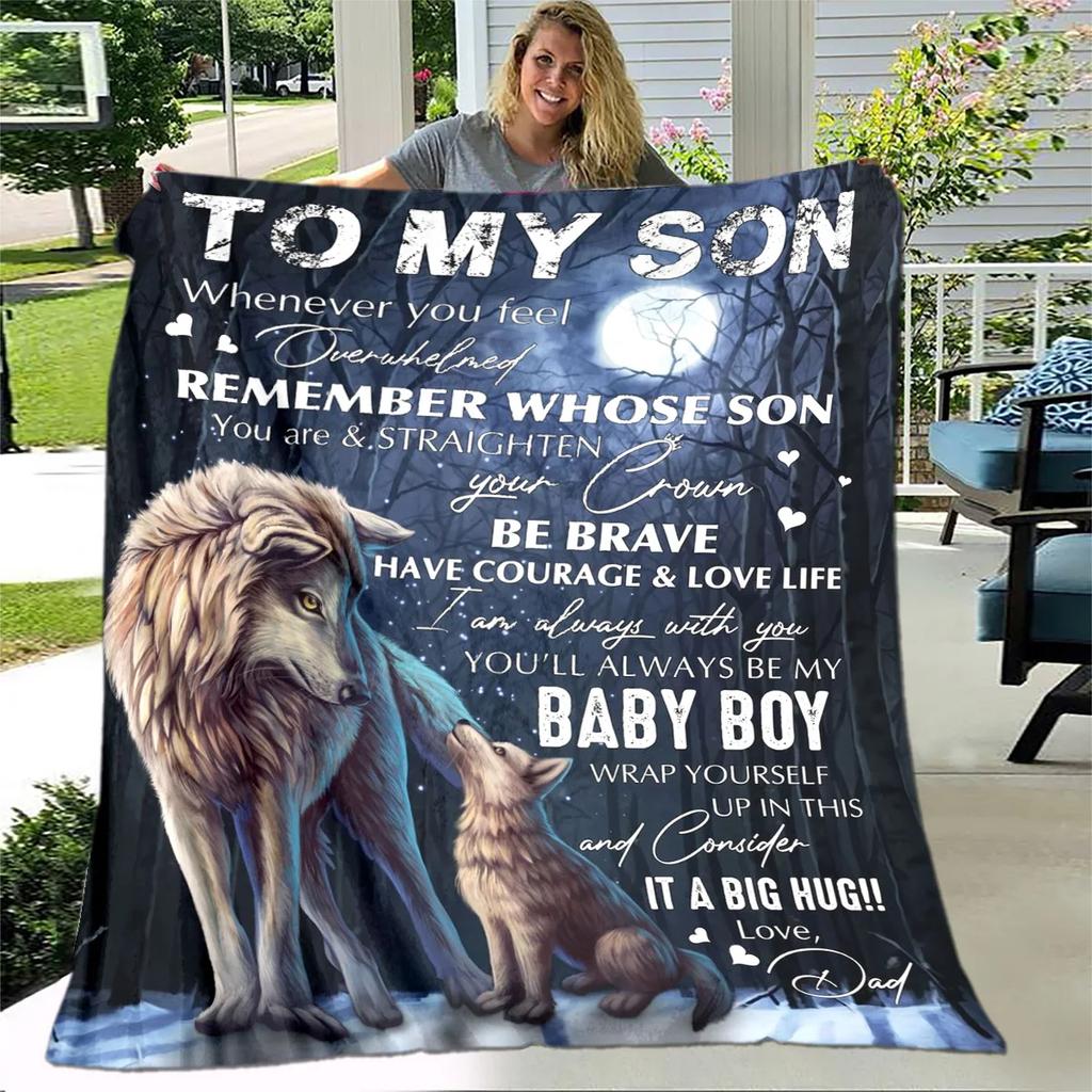 To My Daughter Son Letter Gift HD Blanket,Soft Throw Blanket for Home Bedroom Bed Sofa Picnic Travel Office Cover Blanket Kids