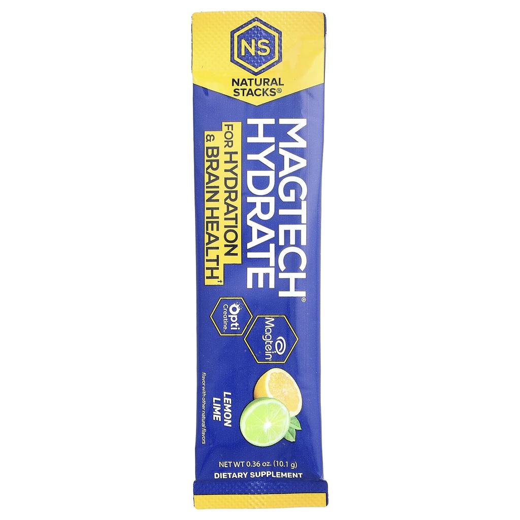 Natural Stacks, Magtech® Hydrate, Lemon Lime, 14 Stick Packs, 10.1g (0.36oz) Each