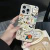 Cartoon Travel Map Pattern Phone Case For iPhone 11 12 13 14 15 16 17 Pro Max XS X XR 7 8 Plus 17 Air SE 2020 Cover with Lanyard
