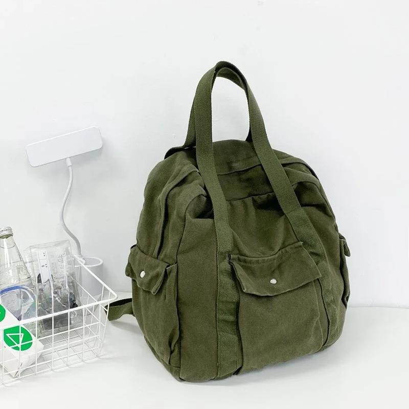 Leisure Sport Classic Style Retro Casual Backpacks Solid Zipper Canvas Durable Shoulder Bags for Unisex