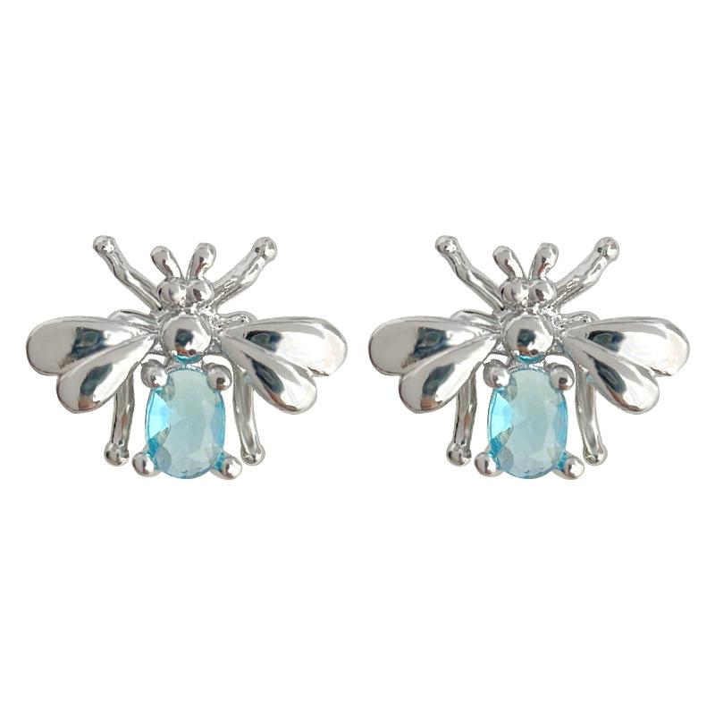 Cute Zirconia Bee Insect Ear Stud Piercing Earrings For Women Elegant Fashion New Jewelry Friend Gift Party Daily