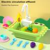 Mini Toddler Playhouse Dishwasher Set Electric Water Circulation 18Pcs Accessories Simulated Faucet Rotating Heat-Resistant Quick-Drying Basket