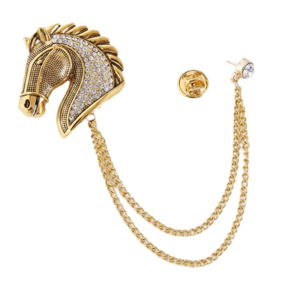 Vintage Style Horse Head Brooch Zinc Alloy Horse Brooch Trendy Animal Jewelry  Casual Wear золотой