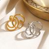 Trendy Stainless Steel Geometric Hollow Unusual Ring for Women Polished Finger Minimalist Zircon Gift Wholesale