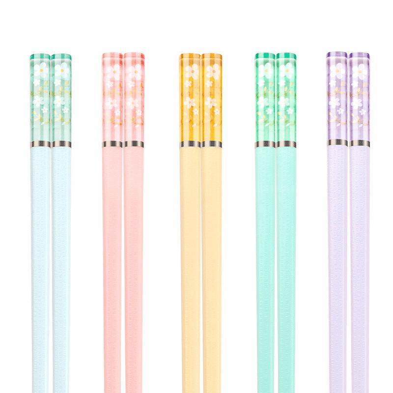 5 Pair Pattern Chopsticks Non-Slip Sushi Chop Sticks Set Chinese Eco-Friendly Reusable Amber Sakura Japanese Chopsticks Kitchen