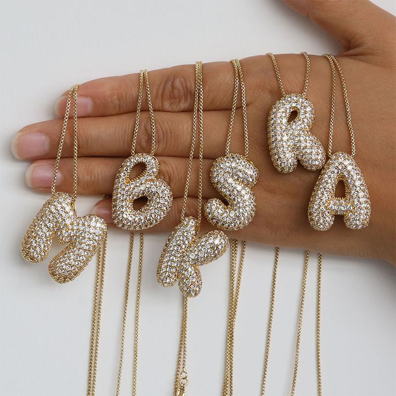 Creative Bubble Letter Necklace Initial Pendant Necklaces For Women Girls Personalized Exquisite Necklace Jewelry Gifts