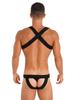 Pánská kombinéza s kontrastním lemováním a hrudním postrojem, s designem vypouklé kapsy, jednodílné body, spodní prádlo jockstrap pro cosplay