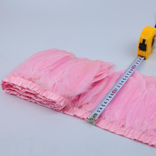 1Meter Dyed Golden Goose Feather Trims for DIY Craft Party Wedding Dress Carnival Ribbon Clothes Decor Plumas Accessories15-20cm