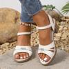 Women's Mid Heel Rhinestone Sandals, Chunky Heel Summer Shoes, Plus Size Comfortable Footwear