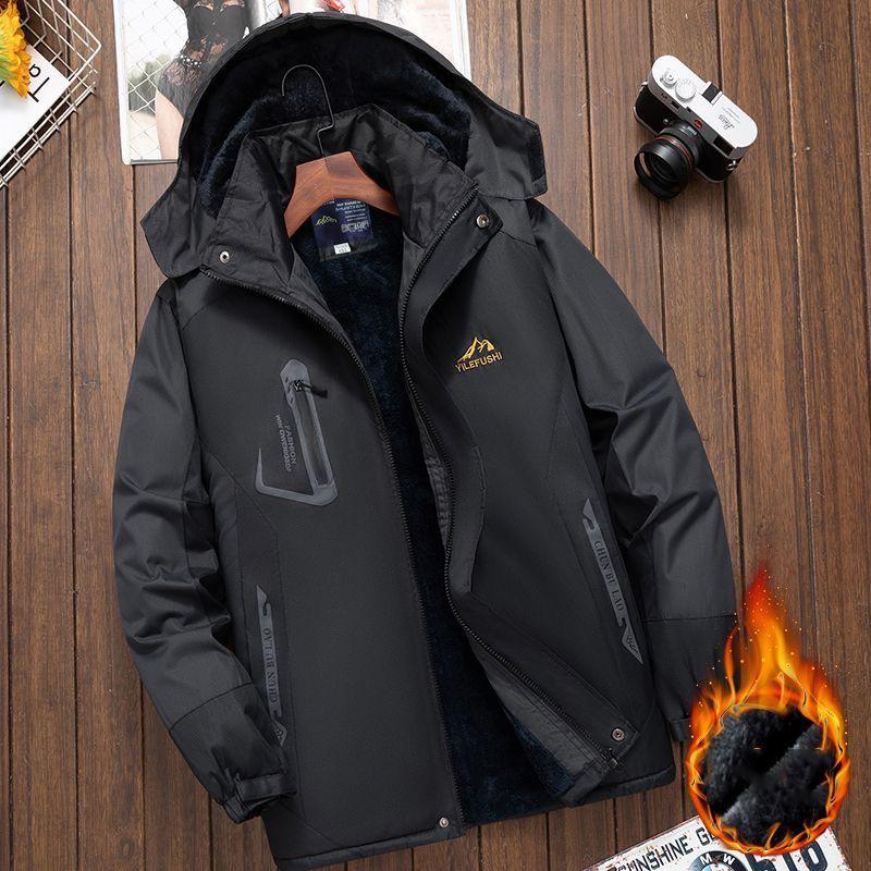 Venkovní voděodolná bunda Bavlněné oblečení Teplé kabáty Sametové zateplené Teplé bundy Prodyšná s kapucí Vodotěsná Větruodolná Pánský kabát