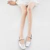 Rhinestone Bowknot Stockings for Women, Summer Thin Anti-Snag Pure White Stockings Lolita Ballet-style Tights