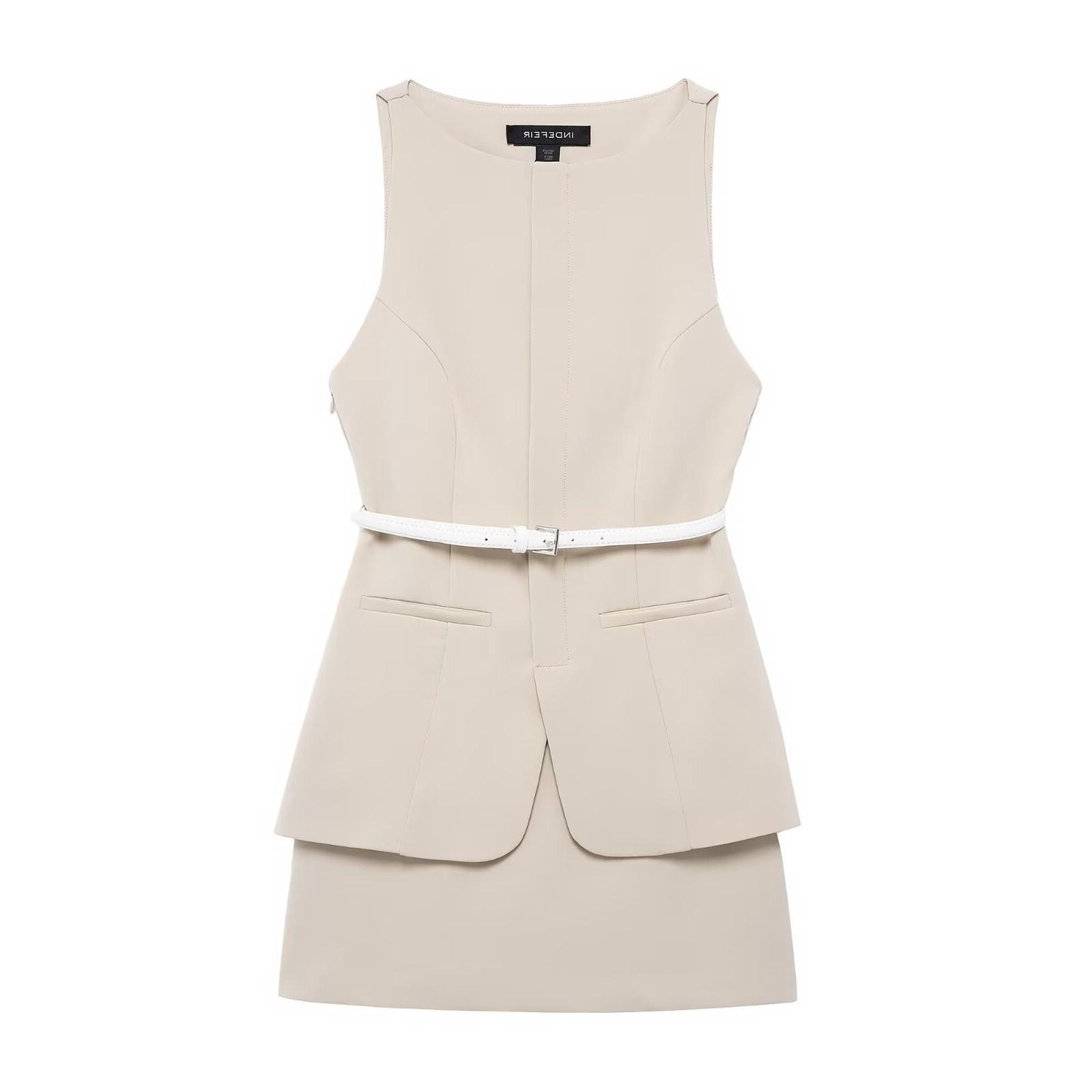 

TAOP&ZA Spring/Summer Elegant Women s Short Dress with Belt XS
