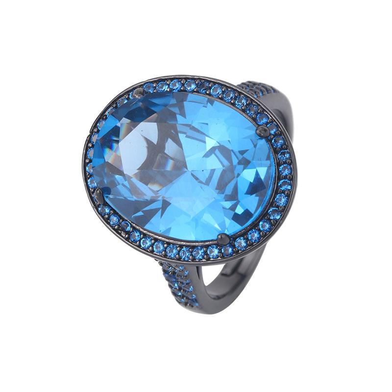 Jewelry Copper Bottom Gold-Plated Simulation Blue Spinel Black Gold Personalized Set 13 * 18-12 * 16