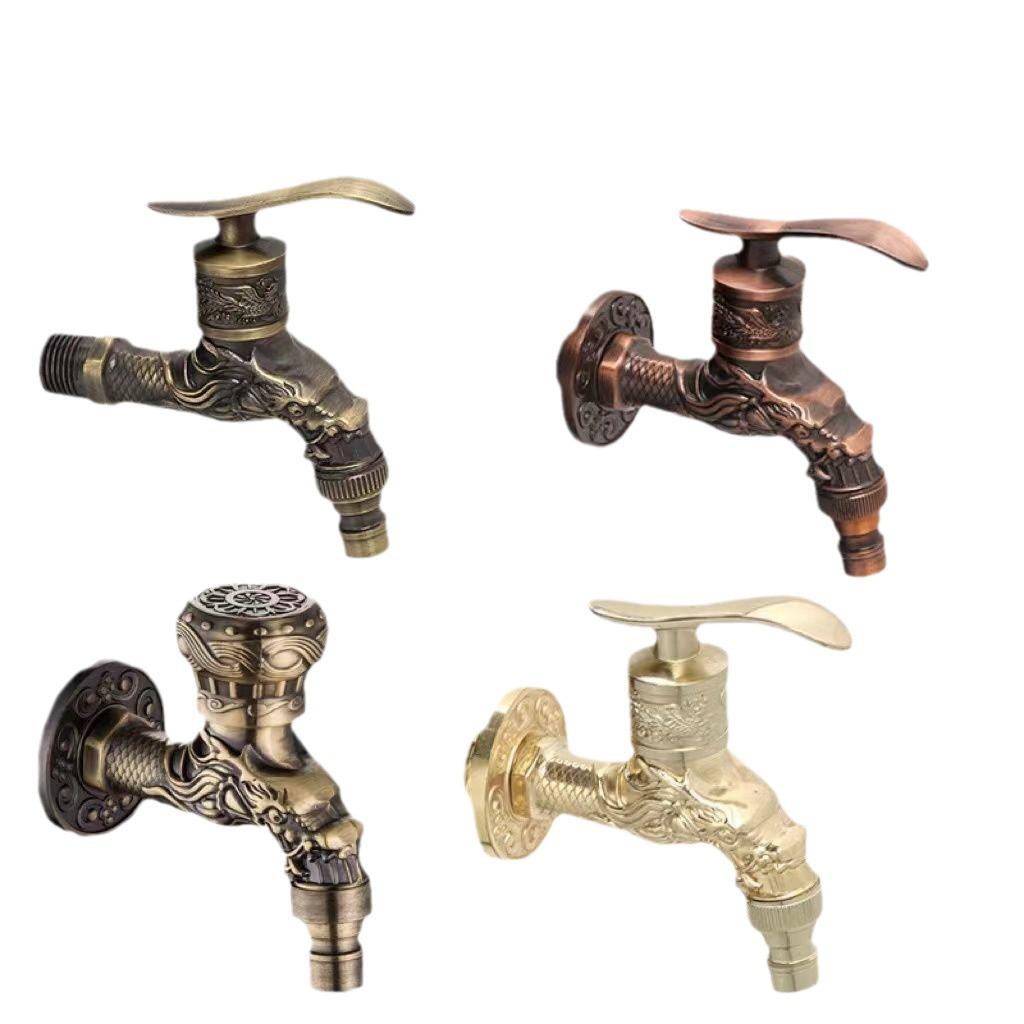 Antiker Messing Waschbeckenhahn Küche Garten Wandmontiert Waschbecken Badezimmer Wischmopp Wasserhahn Waschmaschine Vintage Wasserhahn Hähne