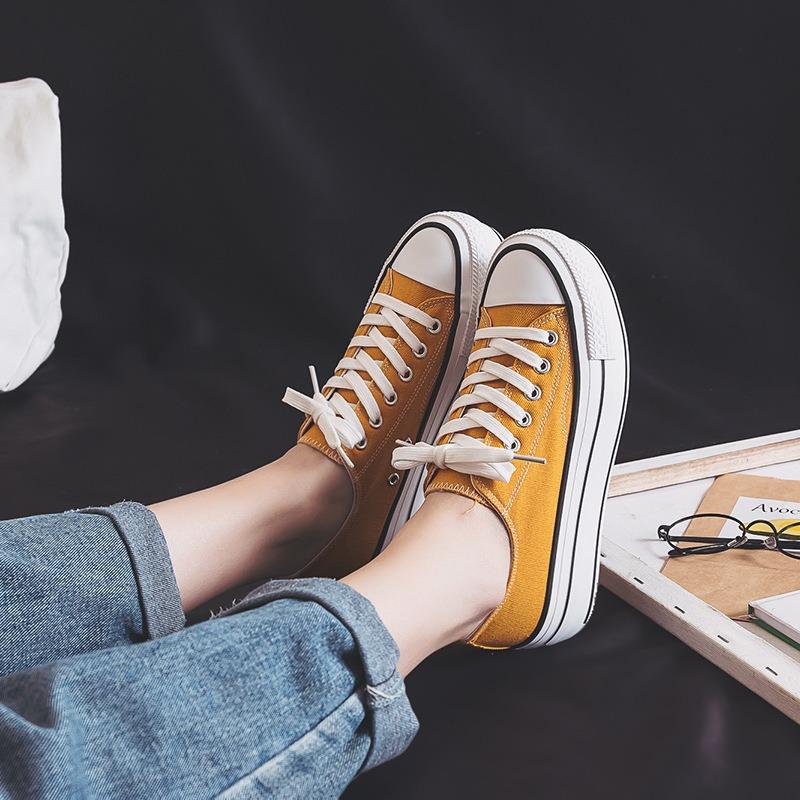Height-increasing Canvas Shoes Women's New Shoes Basic Thick-soled Cloth Shoes Spring Little White Women's Shoes Tide