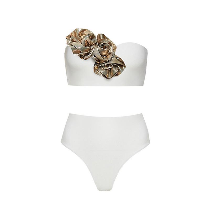 

European & American Floral Bikini - Holiday Beach Style S белый