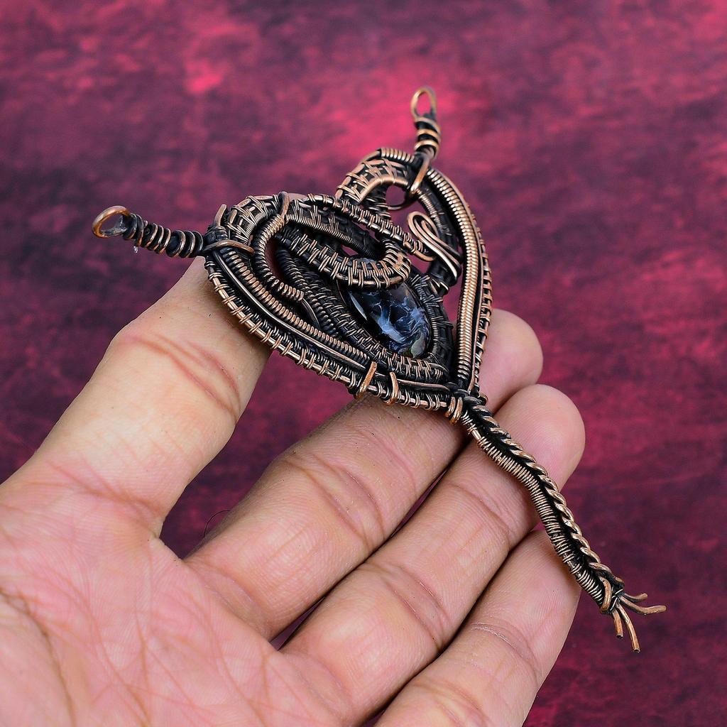 Pietersite Pendant Copper Wire Wrapped Gemstone Jewelry Handmade Designer Pendant