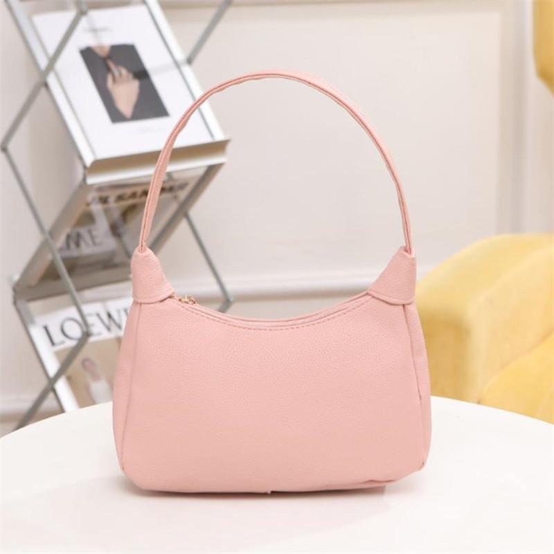 Fashi Shoulder Bag for Women, Solid Color Synthetic Leather Handbag with Zipper Closure, Versatile Underarm Dumpling Bag Purse