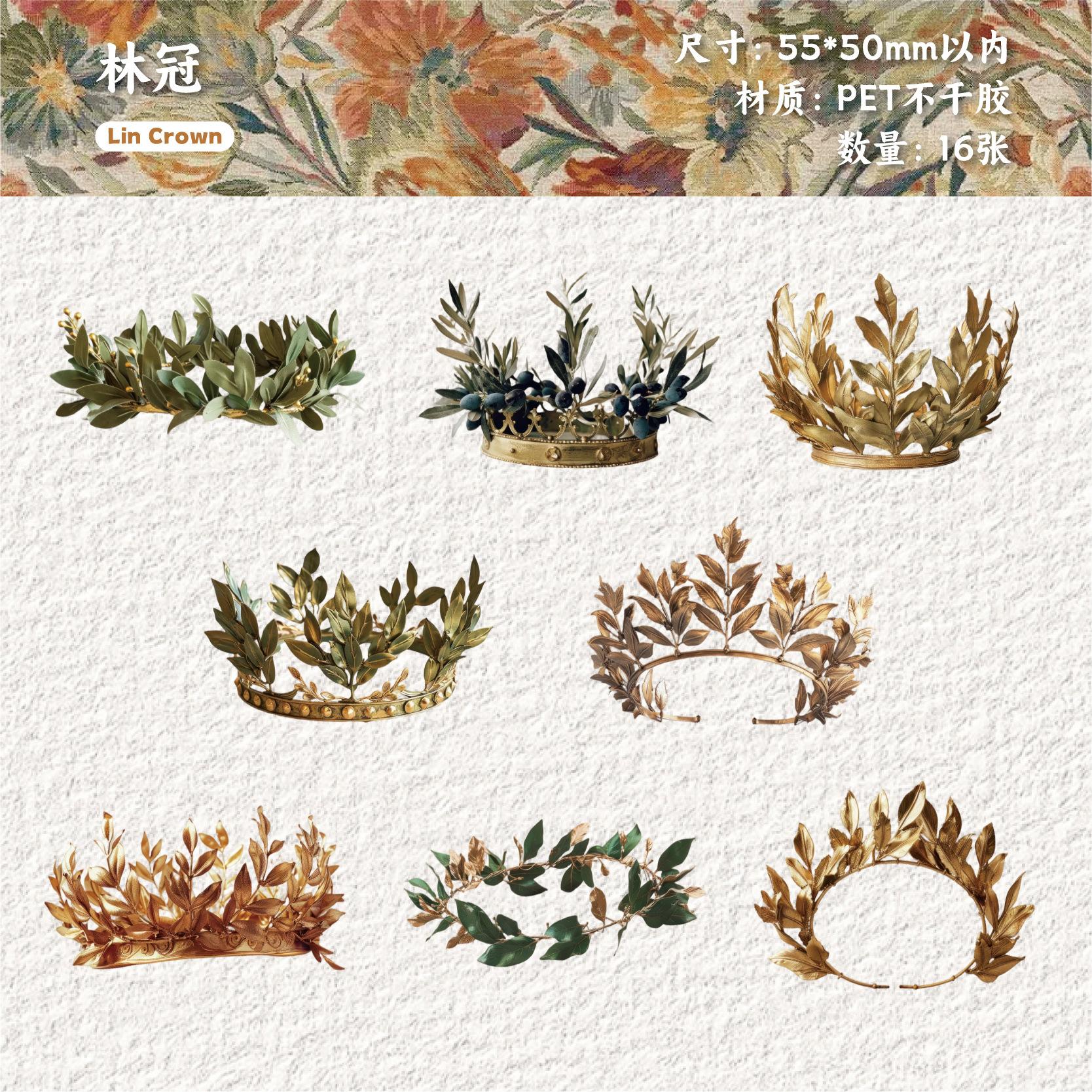 

16pcs/1lot kawaii Stationery Sticker Spring crown junk journal Decorative Scrapbooking DIY Craft Sticker