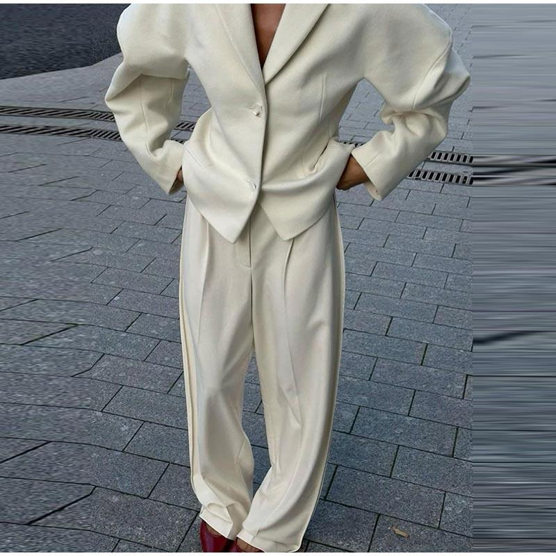 Summer Women's Blazer Lapel Single Button Short Suit Jacket Commuter Long Sleeve Slim Fit Thin Jacket