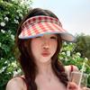 Hair Hoop Style Summer Empty Top Cap Plaid Print Sun Protection Hats Large Brim Sun Hat  Vacation