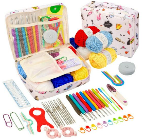 59-Piece Portable Crochet Set for Beginners with Yarn and Tools