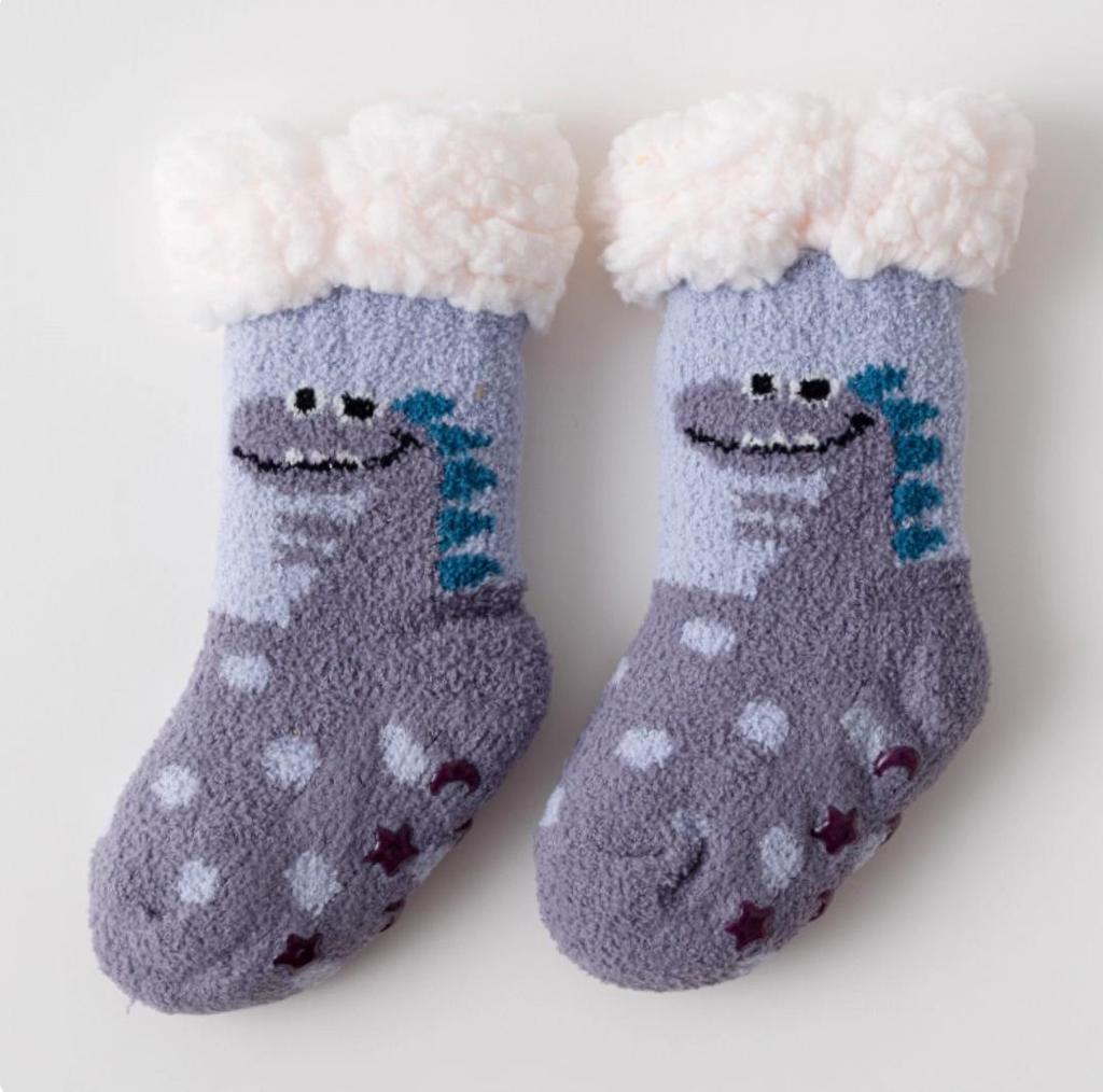 Non-Slip Fleece-Lined Baby Winter Socks - Thick, Warm, and Cozy Coral Floor Socks for Children