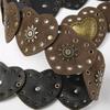 Unique Cutout Waist Belt for Women PU Leather White Embellished Brown Belt Decorated with White Love Heart Belt
