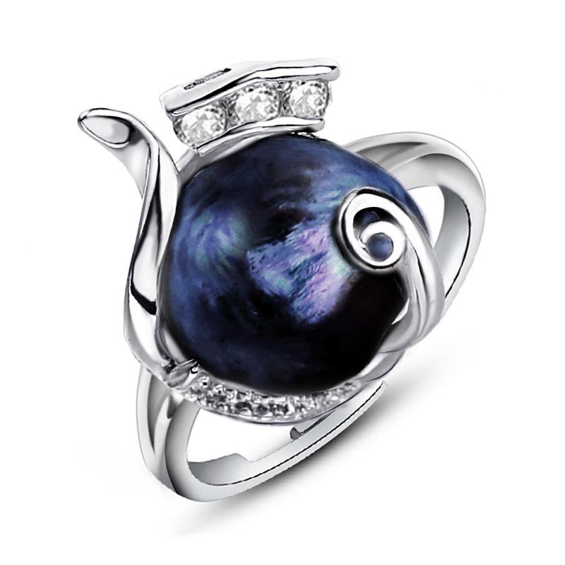 LSOOYH Fashion Kettle Ring Baroque Pearl Jewelry Adjustable Ring Freshwater Pearl Ring For Women