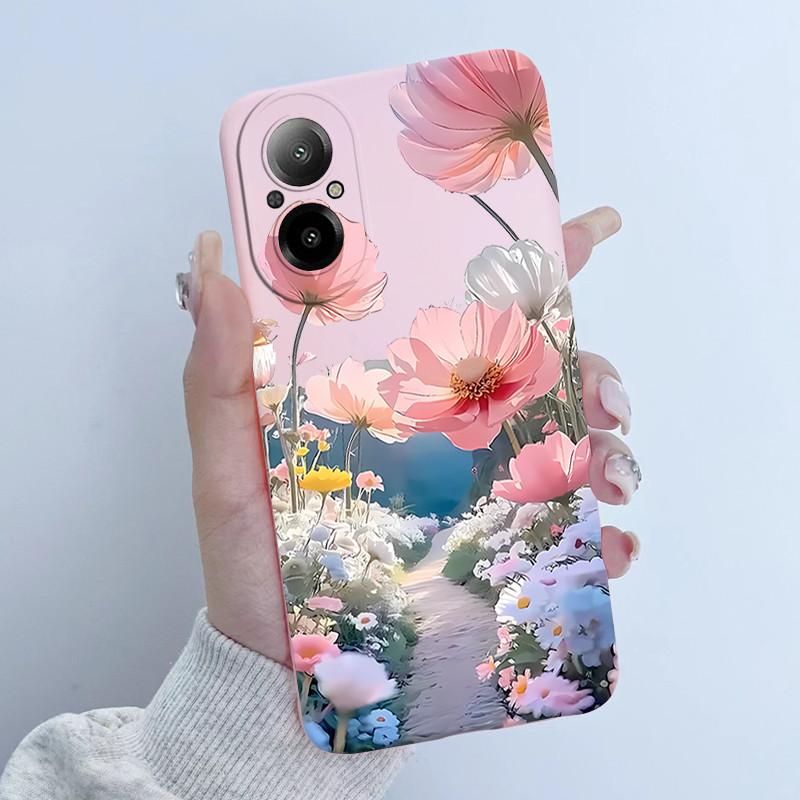For Realme C67 4G RMX3890 Phone Case Butterfly Flower Girl New Design Soft Silicone TPU Back Housing for Oppo RealmeC67 Covers