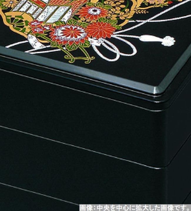 Recreation Bento Box Made In Japan 3 Tiers Dimensions Deep Heavy Black Flower Imperial Palace Car X X J-kitchens (Bento Box) 6.5 19.7cm 19.7cm 19.3cm