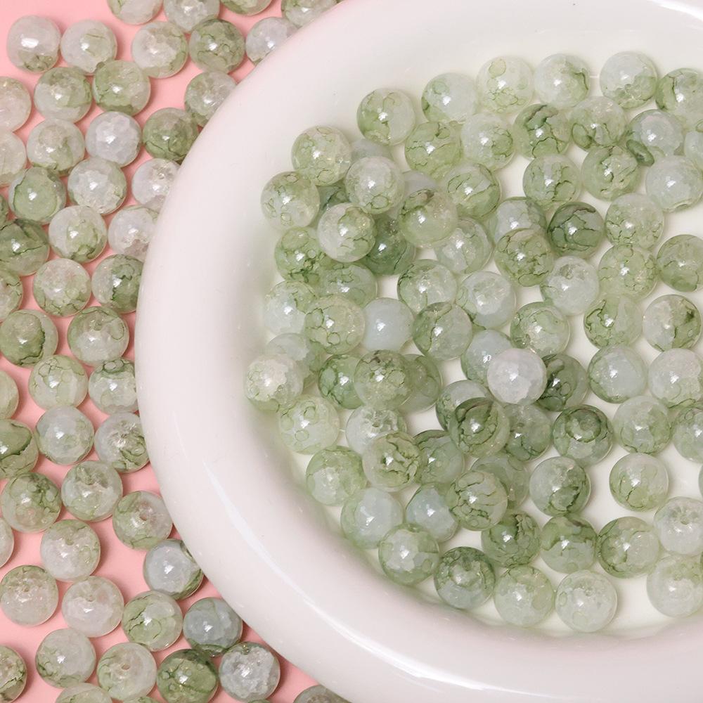 Yori 40pcs 10mm Imitation Crack Glass Beads Round Loose Spacer Beads for Jewelry Making DIY Bracelets Phone Chain Accessories