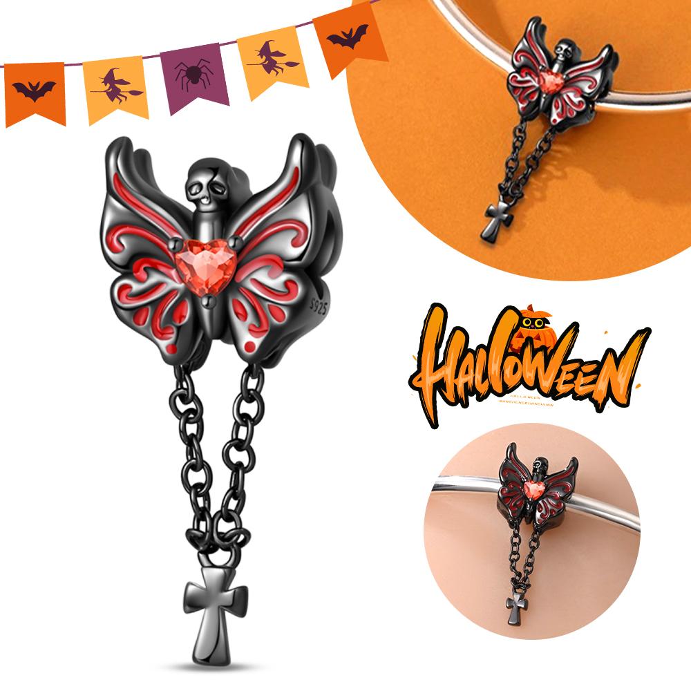 Halloween Party Copper Luminous Skeleton Coffin Pendant Beads Fit Charms Bracelet For Jewelry Making Women Gifts