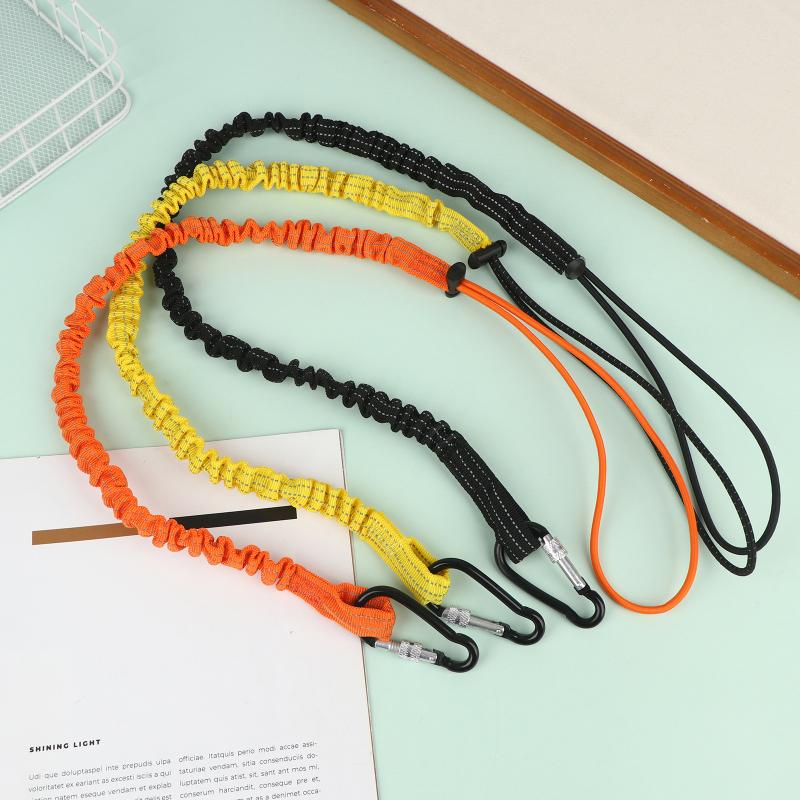 Safety Bungee Tether Tool Lanyard With Carabiner Hook Climbing Working Anti-Falling Safety Rope Aerial Work Climbing Accessories