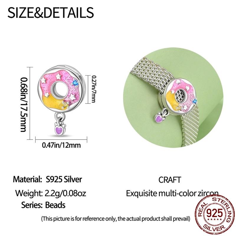 New Product Copper Flat Beads Series-Dream Donuts Charms Fit Original Pan Bracelet For Women Fine Jewelry Gift