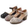 Fashion GKTINOO Genuine Leather Women Sandals Soft Comfort Summer Shoes Thick Heels Non-slip Women Shoes 2025 Hollow Sandals Large Size