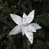 Sequin Mesh Christmas Artificial Flowers 25cm Poinsettia Flower  Festive Decoration