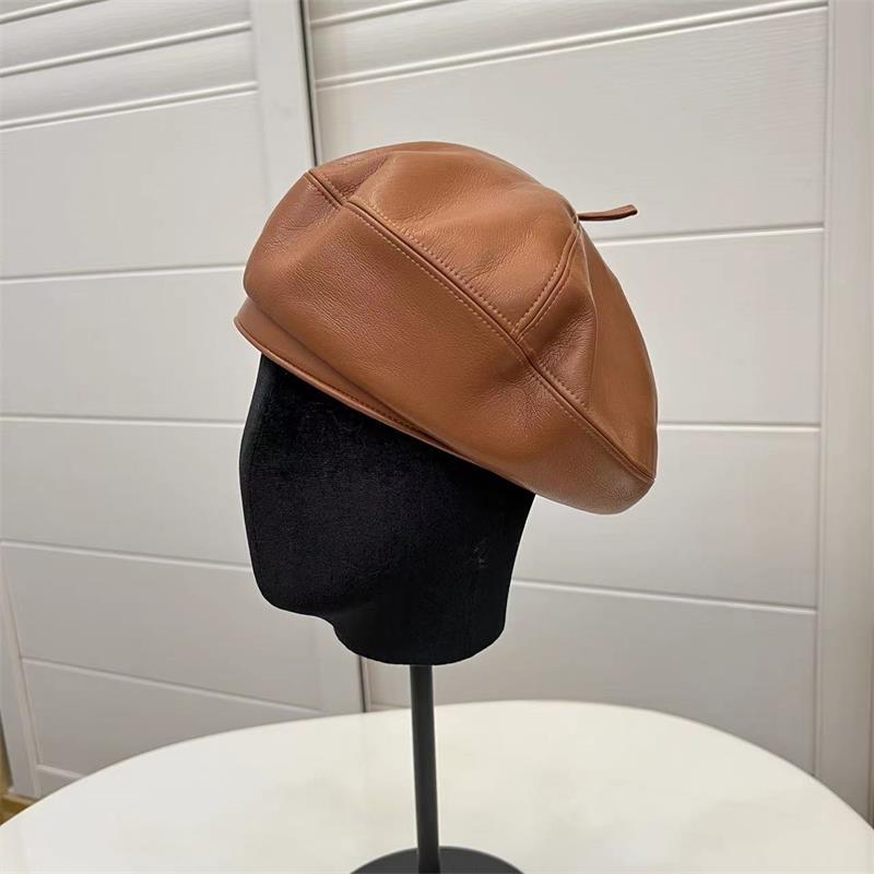 

Носите однотонный ретро мягкий берет из искусственной кожи с краем, женский портрет, атласная подкладка, 3D шляпа художника Adjustable 55 -58CM