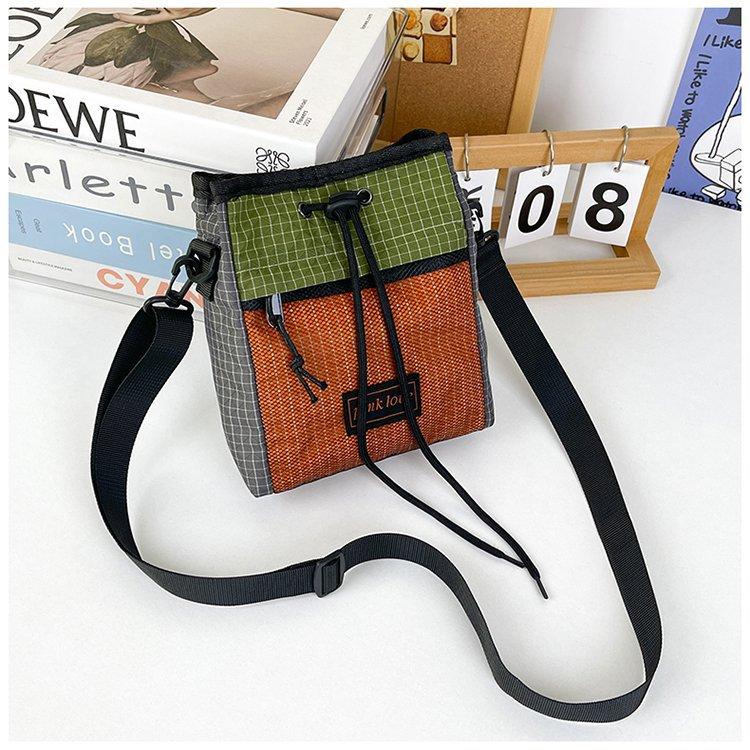 Nylon Bag Color Matching Drawstring Bag 2025 New Neutral Locomotive Bag Outdoor Sports Bag Shoulder Messenger Bag Bag