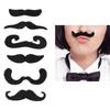 6pcs Fake Black Mustache Festive Performance Cosplay Artificial Beard for Halloween Party