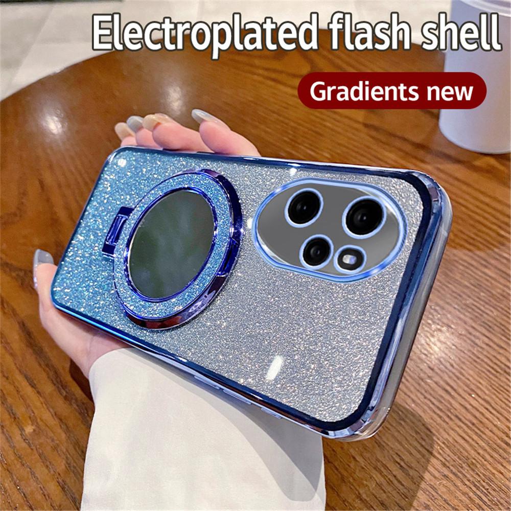 Luxury Mirror Accessory Glitter Case For Huawei Honor 100 90 80 70 Pro 50 60 SE 20 30 Pro Soft Stand Holder Bracket Bling Cover