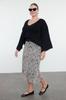 Women's Fashion Beige Knitted Plus Size Skirt