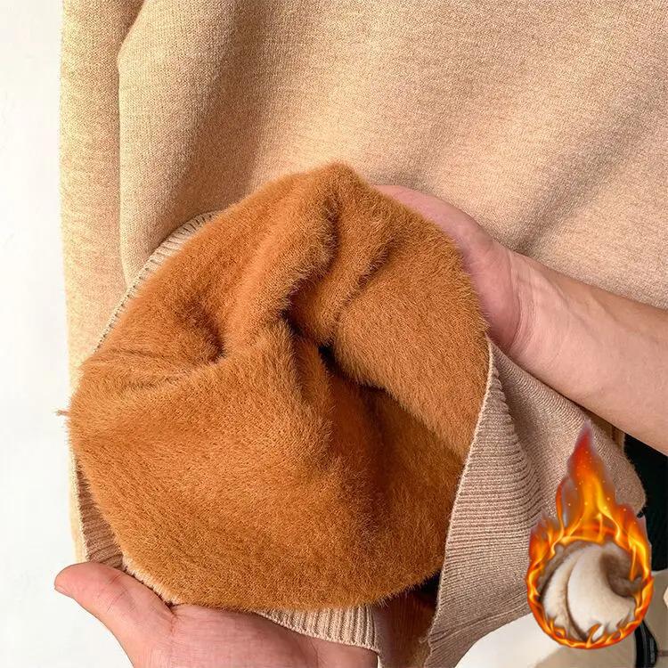 2025 Autumn Winter Women Turtleneck Velvet Thicken Warm Sweater Fleece Thermal Casual Solid Sweater For Women Pullovers