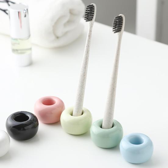 Yousheng 2PCS Toothbrush Holder Ceramic with Hollow Design Stand Multi-Purpose Makeup Brush Holder for Bathroom