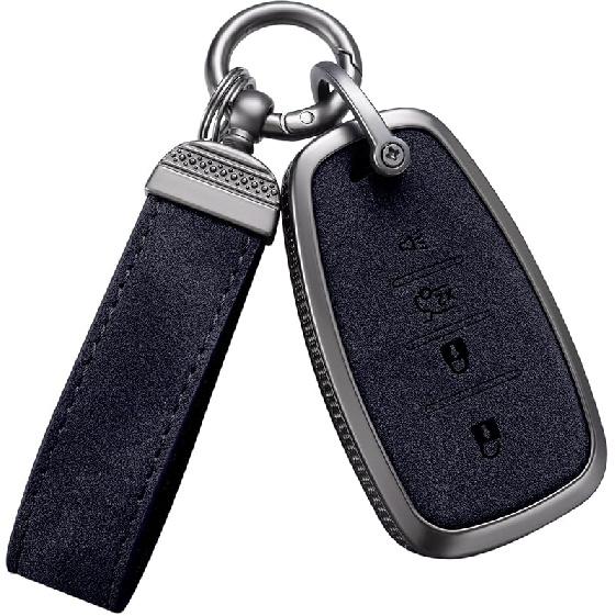 YO&YOYE Compatible With Chevy Key Fob Cover With Keychain Leather Key Case Protector For Chevrolet Equinox Camaro Cruze Malibu Sonic Smart Key (Grey)