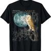 Owl Barn Night Moon Full Vintage Illustration Birder Graphic T-Shirt