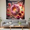 "Strawberry Donut Explosion Art Print" Patterned Tapestry Decorative Wall Hanging, Home Bedroom Living Room Decor