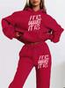 Women's Autumn Letter Print Hooded Sweatshirt Set