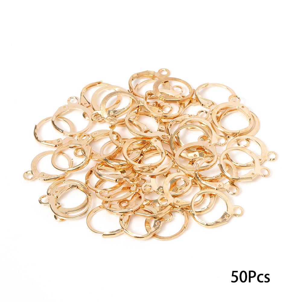 50Pcs Ear Hook Gold Silver Plated Iron Lever Back Earring Hooks For DIY Earring Jewelry Daily Making Supplies